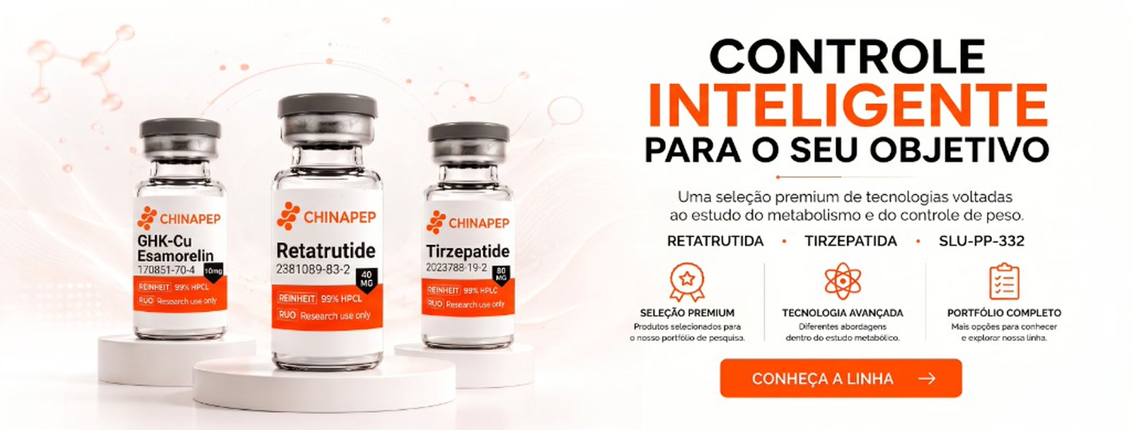 CHINAPEP - Controle Inteligente (GHK-Cu, Retatrutide, Tirzepatide)