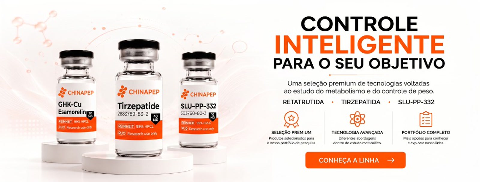 CHINAPEP - Seleção Premium em Box de 10 Vials (GHK-Cu, Tirzepatide, SLU-PP-332)